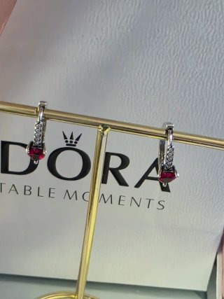 Aros Pandora Corazón Rojo Plata