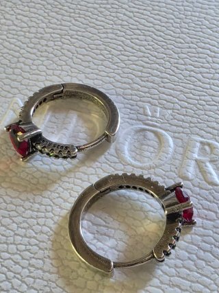 Aros Pandora Corazón Rojo Plata