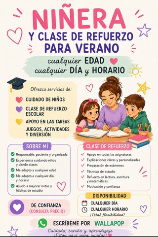 clase particular y niñera verano