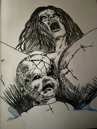 Disegno a pastelli La casa delle bambole