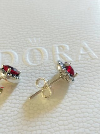 Pendientes Pandora Corazón Rojo y Plata