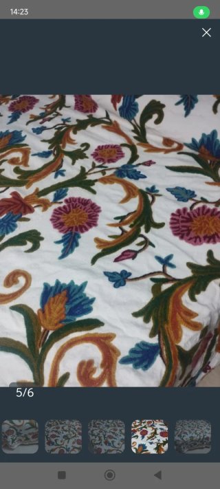 Colcha bordada lana multicolor