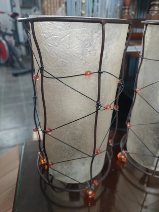 2 Lámparas Mesilla Vidrio y Metal