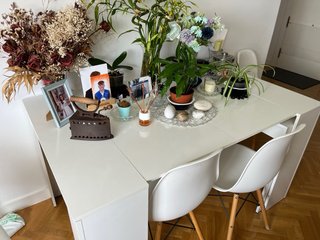 Mesa de comedor extensible blanca