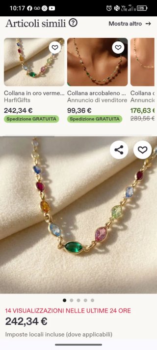 Collana Argento 925 Bagno Oro Tutti Frutti Rivière