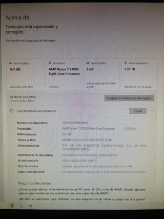 PC GamingRTX 2060 SUPER (8GB) + Ryzen 7 + 16GB RAM