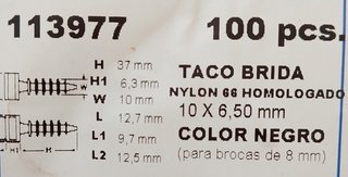2 bolsas Taco brida taladro y adhesivo