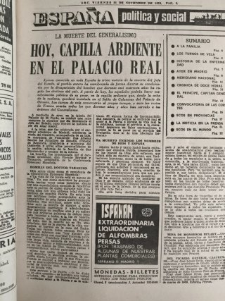 ABC PERIODICO MUERTE FRANCO 1975 MEDALLA ALZAMIENT