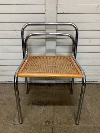 Silla Vintage Diseño Metal Rattan Madera