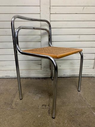 Silla Vintage Diseño Metal Rattan Madera