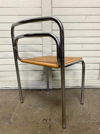 Silla Vintage Diseño Metal Rattan Madera