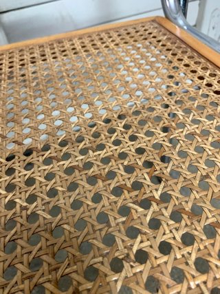 Silla Vintage Diseño Metal Rattan Madera