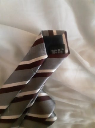 Cravatta Savini 100% seta – grigio righe bordeaux