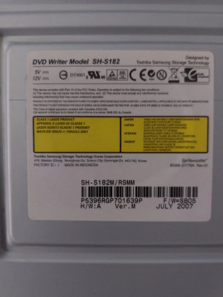 Regrabadora grabadora DVD Samsung SH-S182