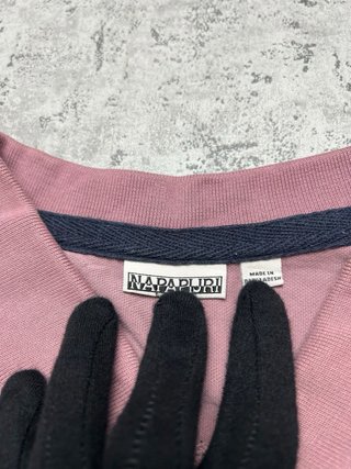 Vintage Napapijri Pink Polo Shirt Embroidered Flag
