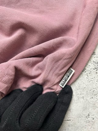 Vintage Napapijri Pink Polo Shirt Embroidered Flag