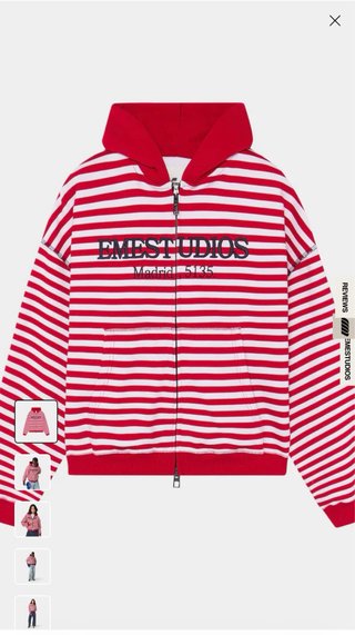 Sudadera Eme Studios Rayas Roja y Blanca