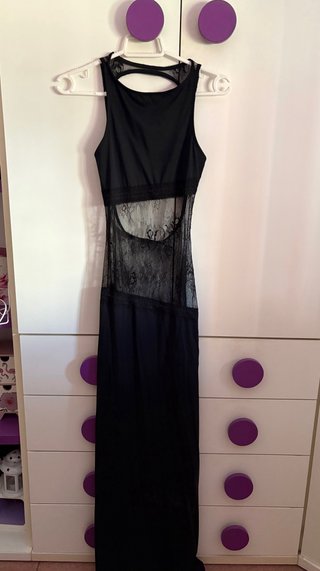 Vestido largo fiesta encaje negro