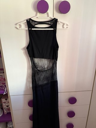 Vestido largo fiesta encaje negro