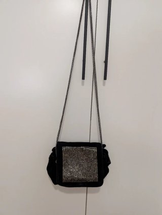 Bolso Zara Piel Negro/Plata