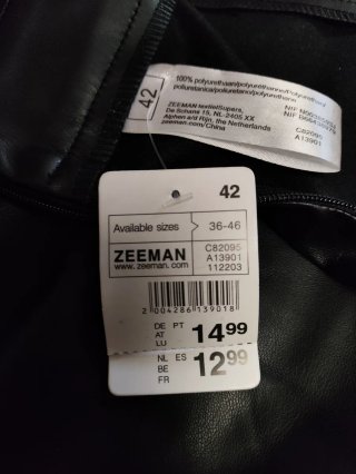 Falda tubo midi efecto piel negra Zeeman Talla 42