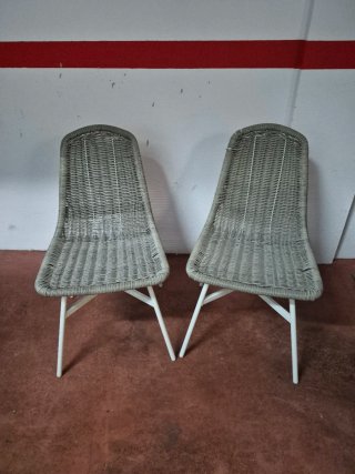 2 Sillas de Mimbre Grises para Terraza