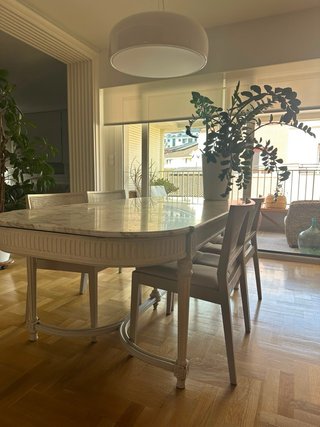 Mesa comedor mármol y madera