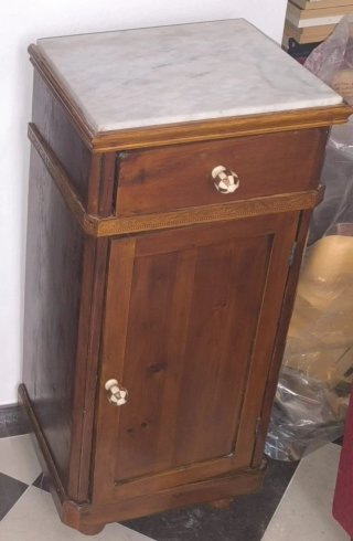 Mesita Noche Antigua Mármol Madera