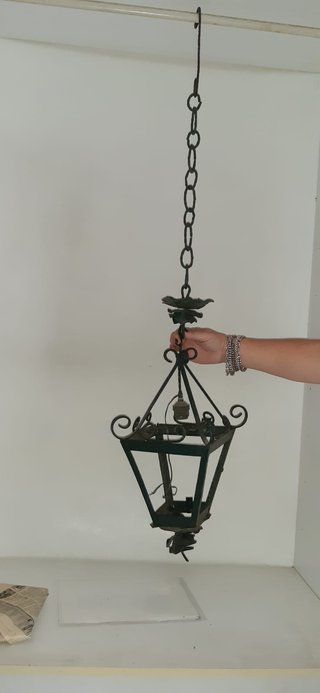 Lampione vintage ferro battuto verde
