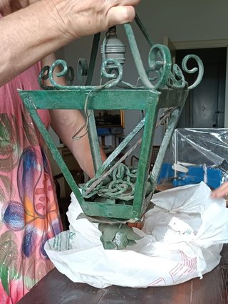 Lampione vintage ferro battuto verde