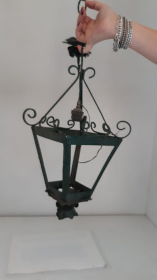 Lampione vintage ferro battuto verde