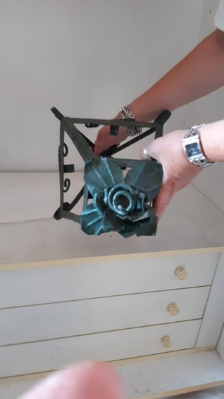 Lampione vintage ferro battuto verde