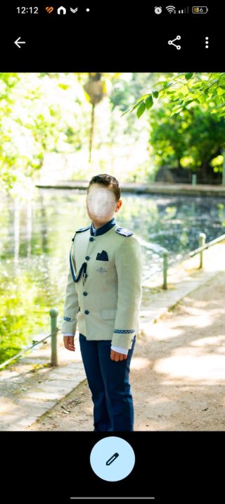 Traje de comunión almirante niño beige y azul