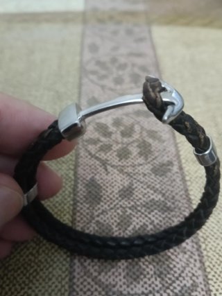 Pulsera Cuero y Plata Ancla.