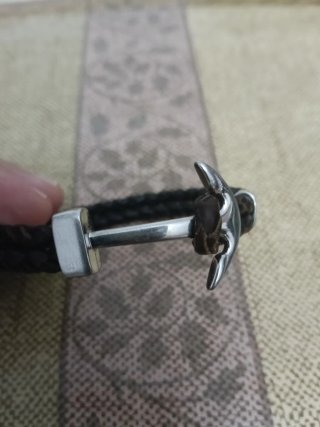 Pulsera Cuero y Plata Ancla.
