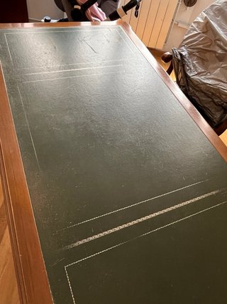 Mesa escritorio estilo inglés madera y piel