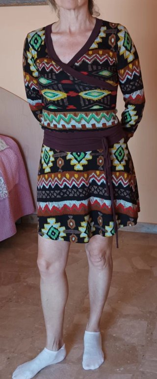 Vestido Natura corto manga larga estampado