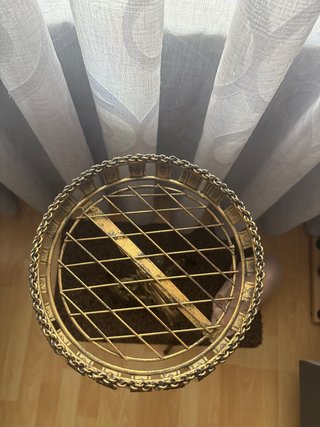 Pedestal forja maceta dorado