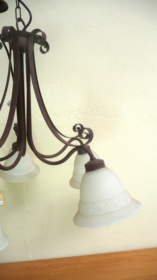 Lámpara de techo forja 5 brazos cristal