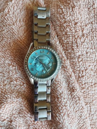 Orologio Fossil donna argento e azzurro