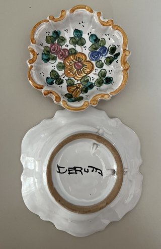Coppia Piatti Ceramica Deruta Fiori da parete