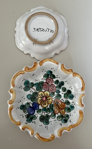 Coppia Piatti Ceramica Deruta Fiori da parete