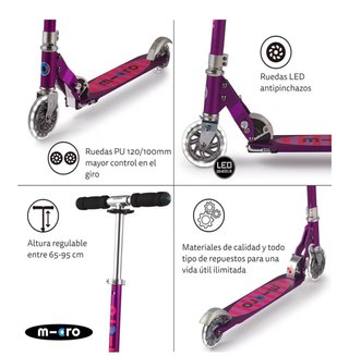 Patinete Micro Plegable 2 Ruedas Rojo