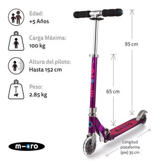 Patinete Micro Plegable 2 Ruedas Rojo