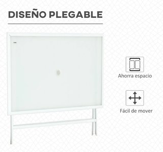 Tavolo da Giardino Pieghevole in Metallo e Vetro