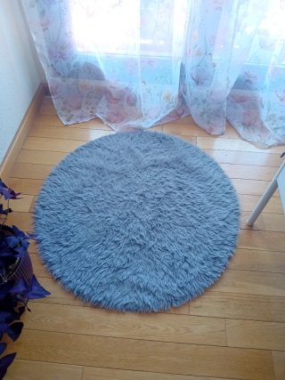 Alfombra redonda gris poliéster