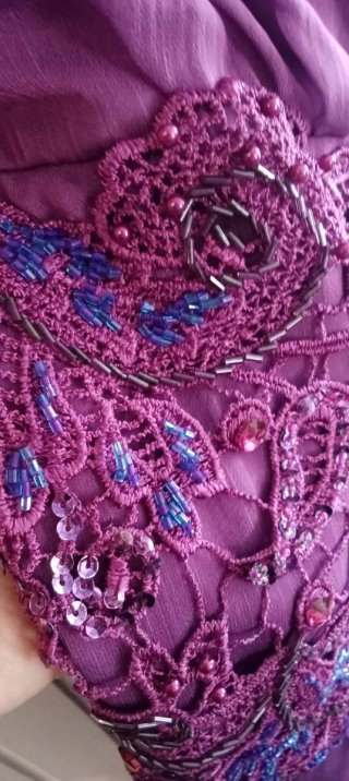 Vestido fiesta morado largo Talla 50 .Corte inglés