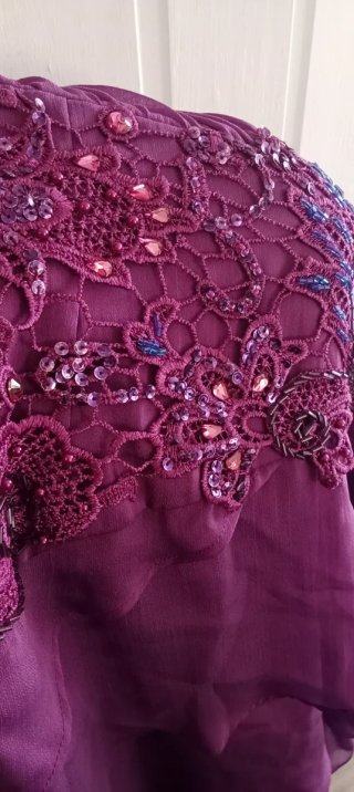 Vestido fiesta morado largo Talla 50 .Corte inglés