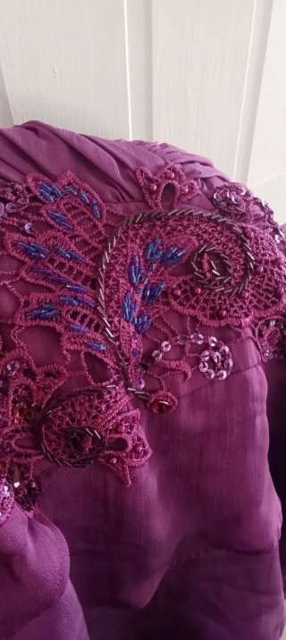 Vestido fiesta morado largo Talla 50 .Corte inglés