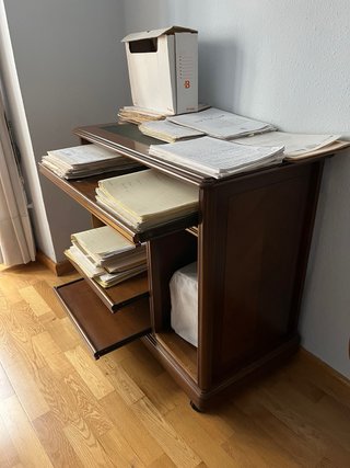 Mesa escritorio estilo inglés madera y piel